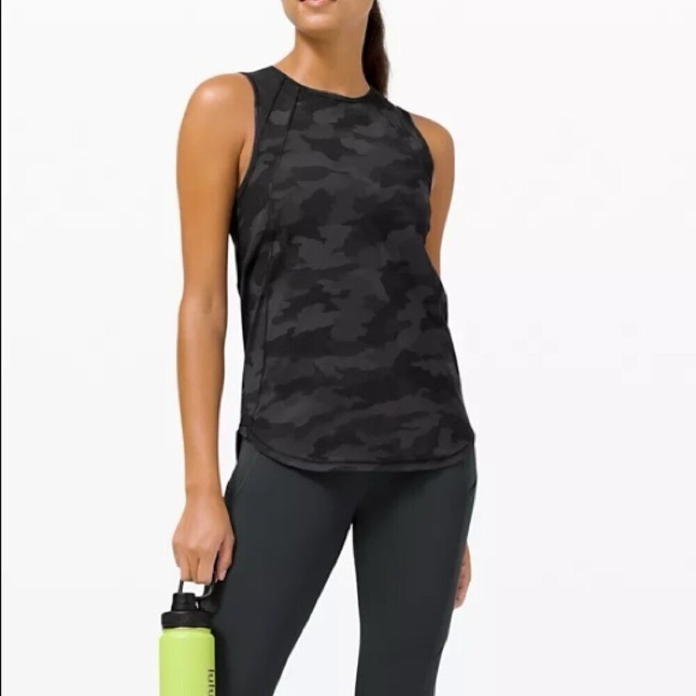 Lululemon Sculpt Tank Sequoia Camo Print Deep Coal Black No Size Tag SMALL